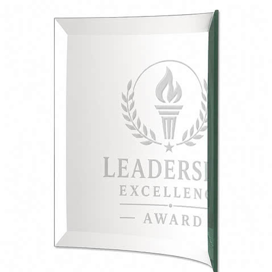 Laser Engraved 5" Glass Curved Prisma Award in Green