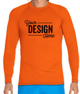 Wet Effect Long Sleeve Rash Guard Shirt - Color: Orange