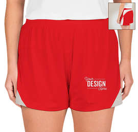 Team 365 Women's Colorblock Performance Shorts - Color: Sport Red / Sport Silver