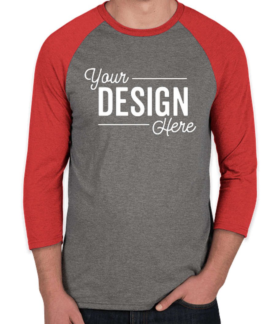 District Tri-Blend Raglan T-shirt in Red Frost / Grey Frost