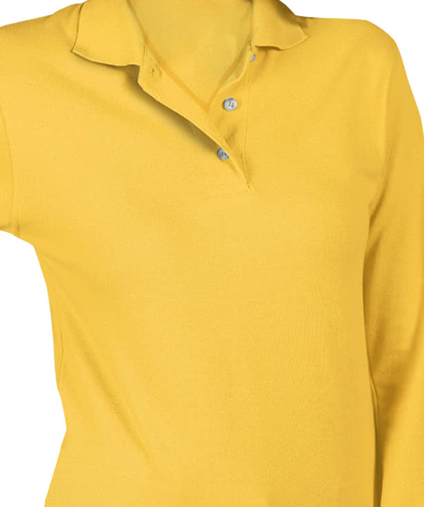 Blue Generation Women's Superblend Easy-Care Pique Long Sleeve Polo