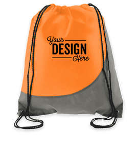 Promotional Non-Woven Colorblock Drawstring Bag - Color: Orange