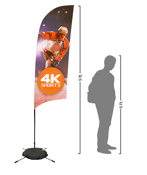 Full Color 9’ Streamline Razor Flag with Cross Base