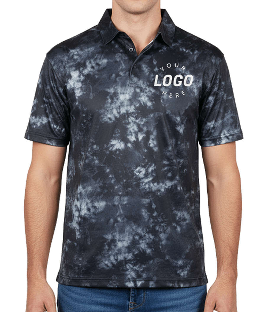 Burnside Recycled Tie-Dye Polo in Navy Tie Dye