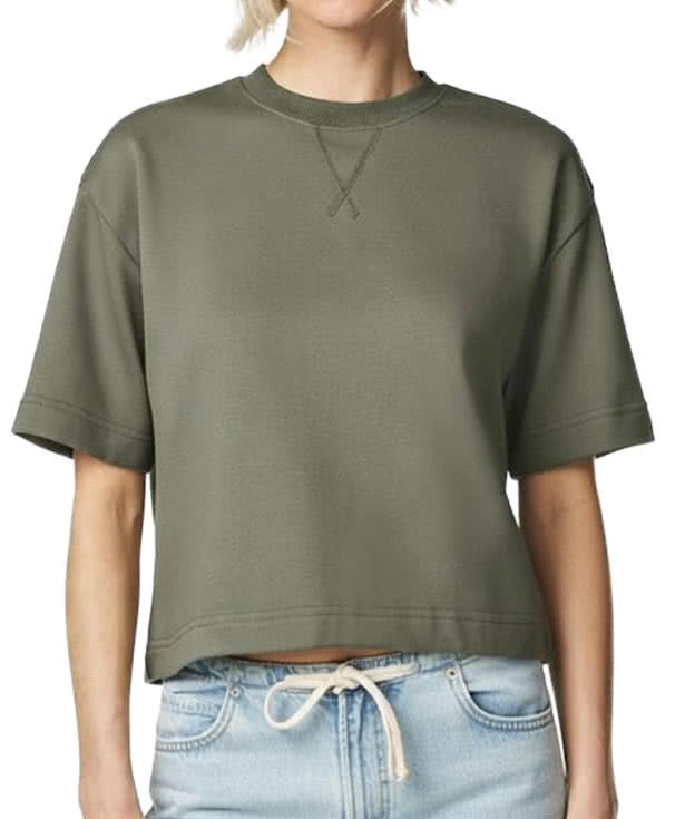 American Apparel Women's Heavyweight French Terry Cropped T-shirt