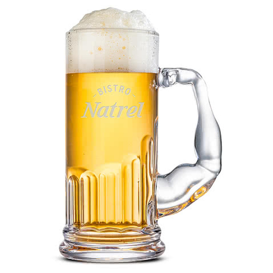 Laser Etched 16 oz. Muscle Man Glass Beer Stein in Clear