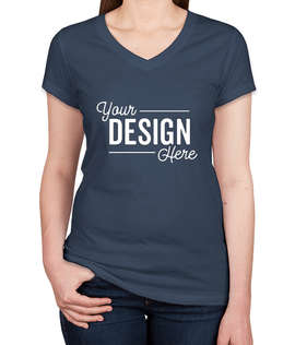 Bella + Canvas Women's Slim Fit Jersey V-Neck T-shirt - Color: Navy
