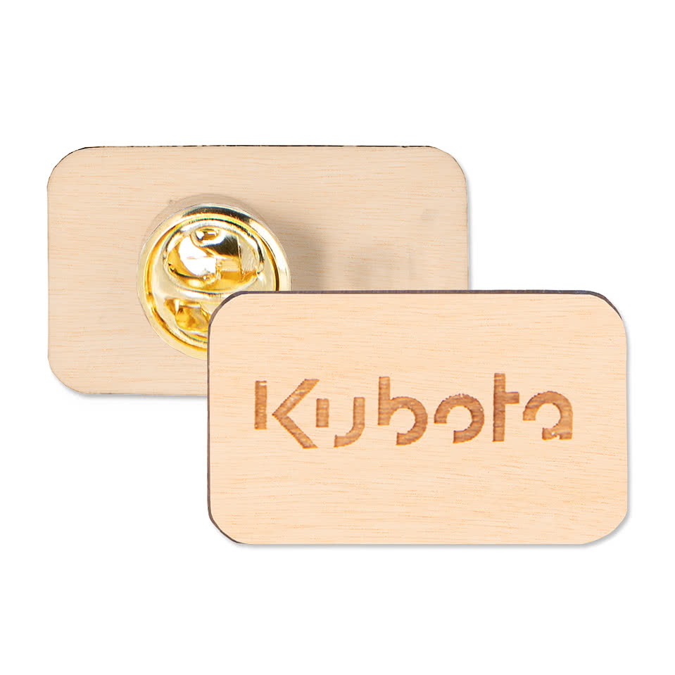 Custom Laser Engraved Rectangle Wood Lapel Pin - Design Buttons