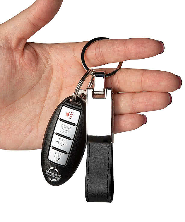 Laser Engraved UltraHyde Silver Keychain