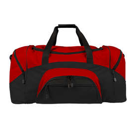 Port Authority Colorblock Gym Bag - Screen Printed - Color: True Red / Black