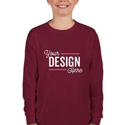 Gildan Youth 100% Cotton Long Sleeve T-shirt - Color: Garnet