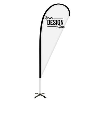 Full Color 2' x 6' Portable Teardrop Banner with Cross Base - White