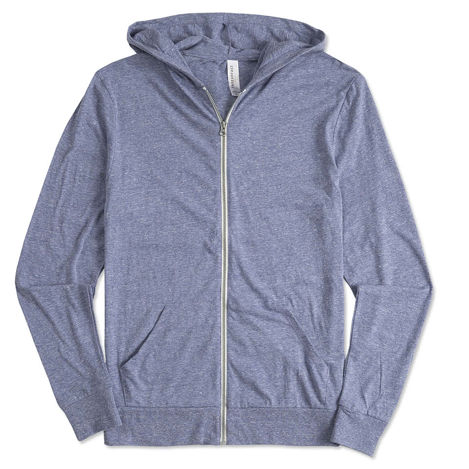 Threadfast Tri-Blend Full Zip T-shirt Hoodie