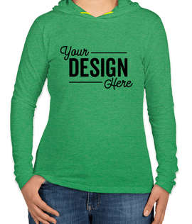 Anvil Women's Hooded Long Sleeve T-shirt - Color: Heather Green