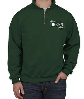 Jerzees Super Sweats 50/50 Quarter Zip Sweatshirt - Embroidered - Color: Forest Green