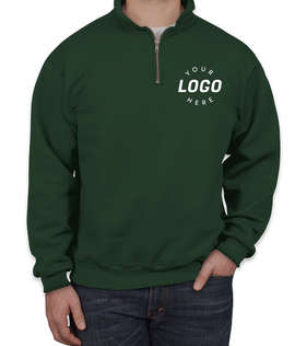 Jerzees Super Sweats 50/50 Quarter Zip Sweatshirt - Screen Printed - Color: Forest Green