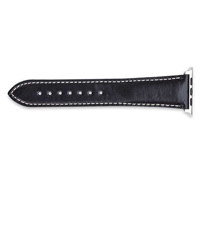 Debossed Prime Time Leather Watch Band - Black