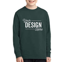 Port & Company Youth Core Cotton Long Sleeve T-shirt - Color: Dark Green