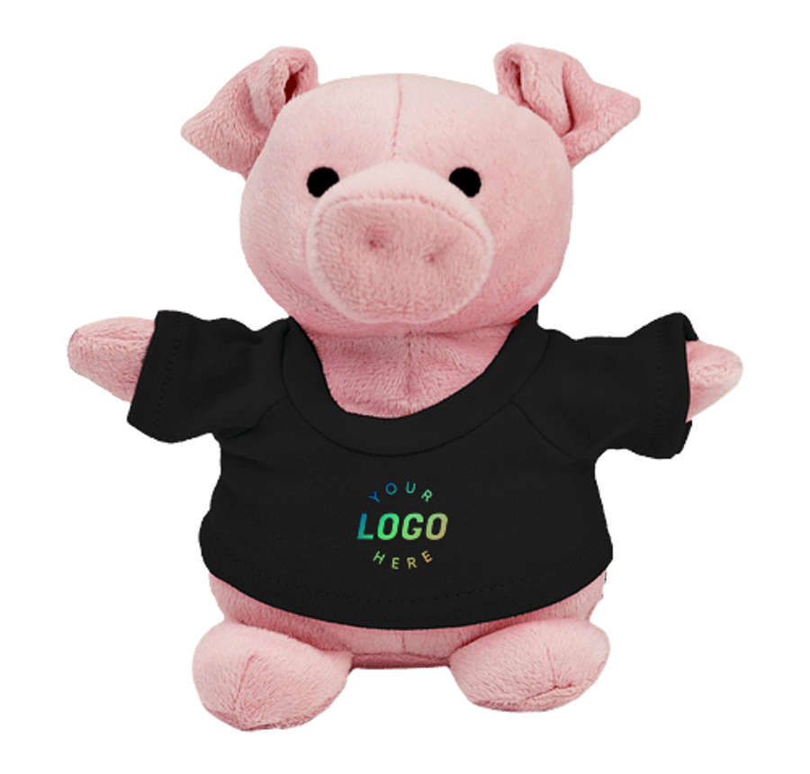 Full Color Bean Bag Buddies 6" Pig Plush Animal in Black