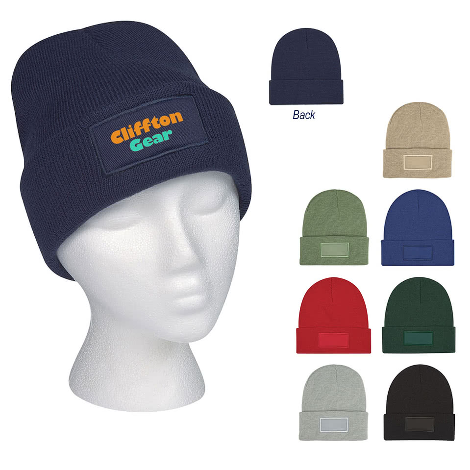 Knit Patch Cuff Beanie