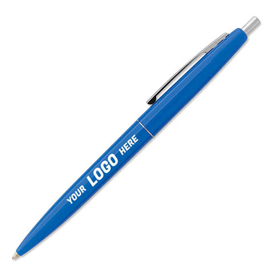 Clic Silver Trim Ballpoint Pen (blue ink) in White