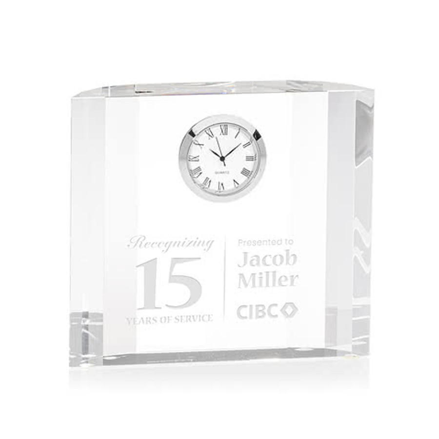 Laser Etched Fairmont Clock in Clear