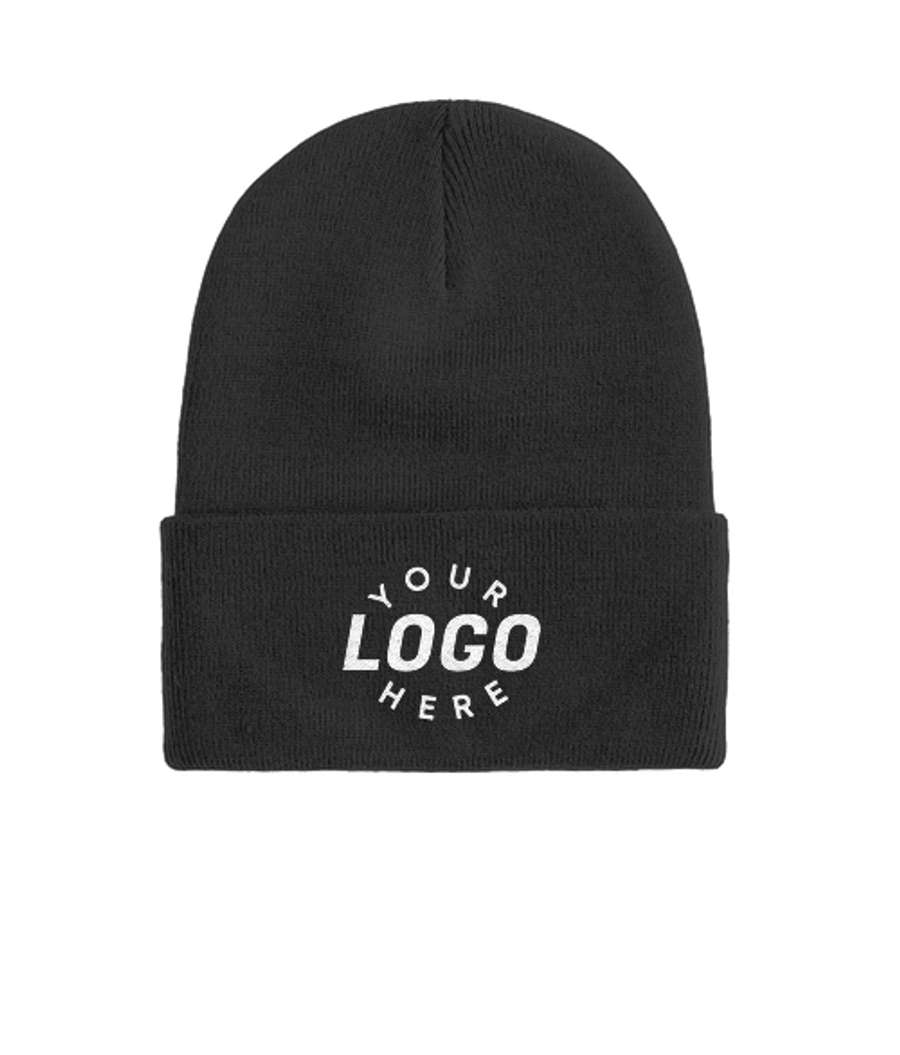Port Authority Fleece Lined Cuff Beanie in Black