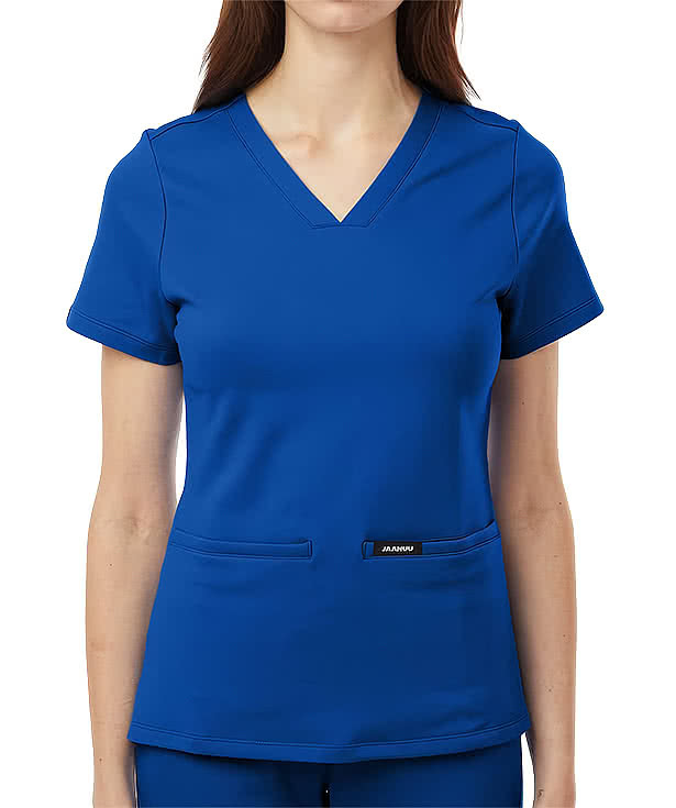 Jaanuu Women's Cesi Ultrasoft Two-Pocket V-Neck Scrub Top - Printed