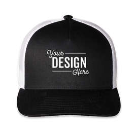 Pacific Headwear Five-Panel Snapback Trucker Hat - Color: Black/ White
