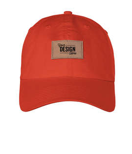 Ahead Largo Washed Twill Baseball Hat with Tan Rectangle Patch - Color: Tomato Red