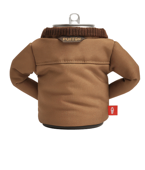Full Color Puffin Drinkware Detroit Duck Cloth Jacket Can Cooler in Brown