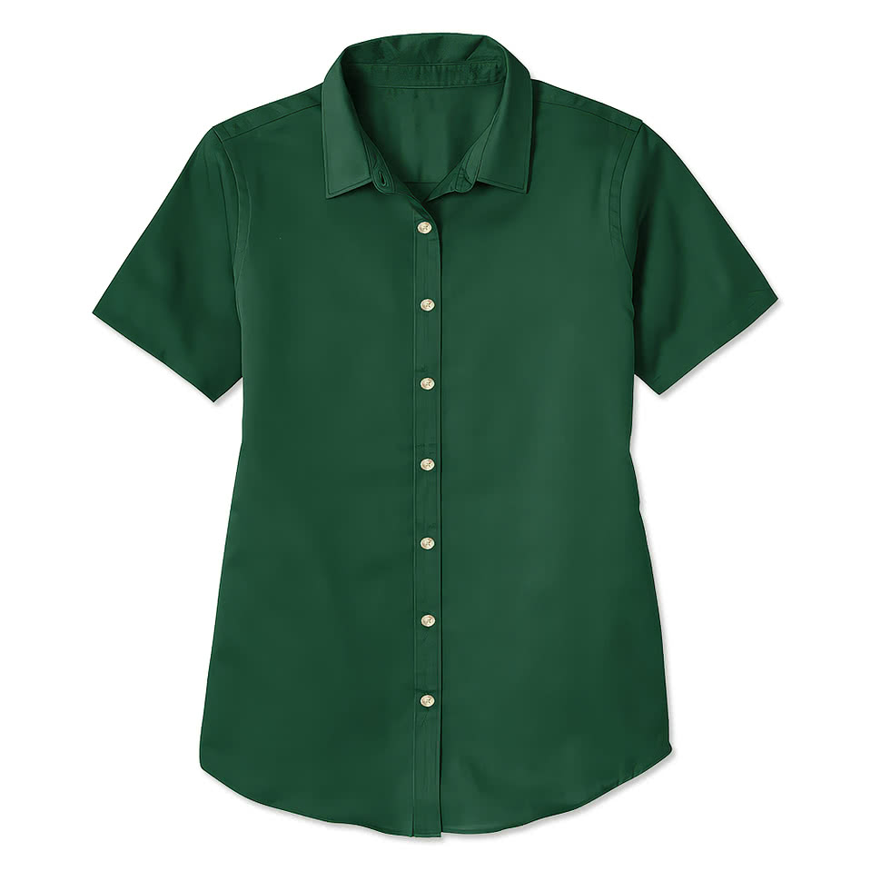 Blue Generation Women's Superblend Poplin Short Sleeve Dress Shirt - Embroidered