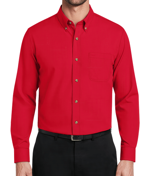 Blue Generation Scotchgard Long Sleeve Dress Shirt - Embroidered in Red