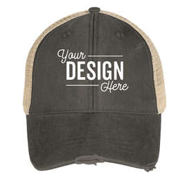 Adams Pigment Dyed Distressed Trucker Hat - Color: Black / Tan