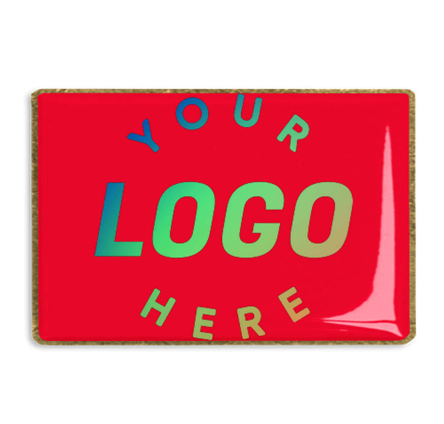 Rectangular Lapel Pin in Red / Brass