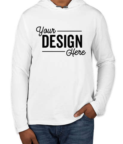 Gildan Hooded Long Sleeve T-shirt - White