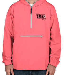 Charles River Pack-N-Go Hooded Packable Anorak - Screen Printed - Color: Coral