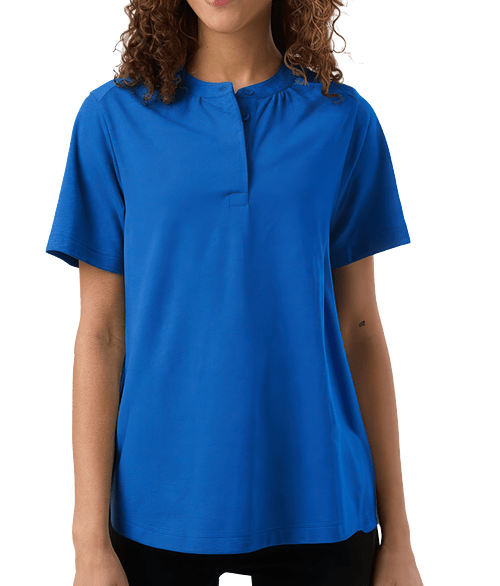 Devon & Jones Women's Seaton Pebble Textured Performance Polo in French Blue