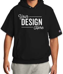 Champion Reverse Weave Short Sleeve Pullover Hoodie - Color: Black