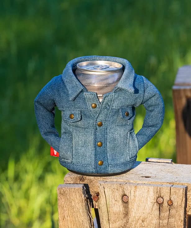 Full Color Puffin Drinkware Denim Jacket Can Cooler
