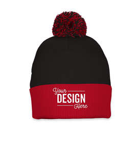 Sportsman Pom Pom Beanie - Color: Black / Red