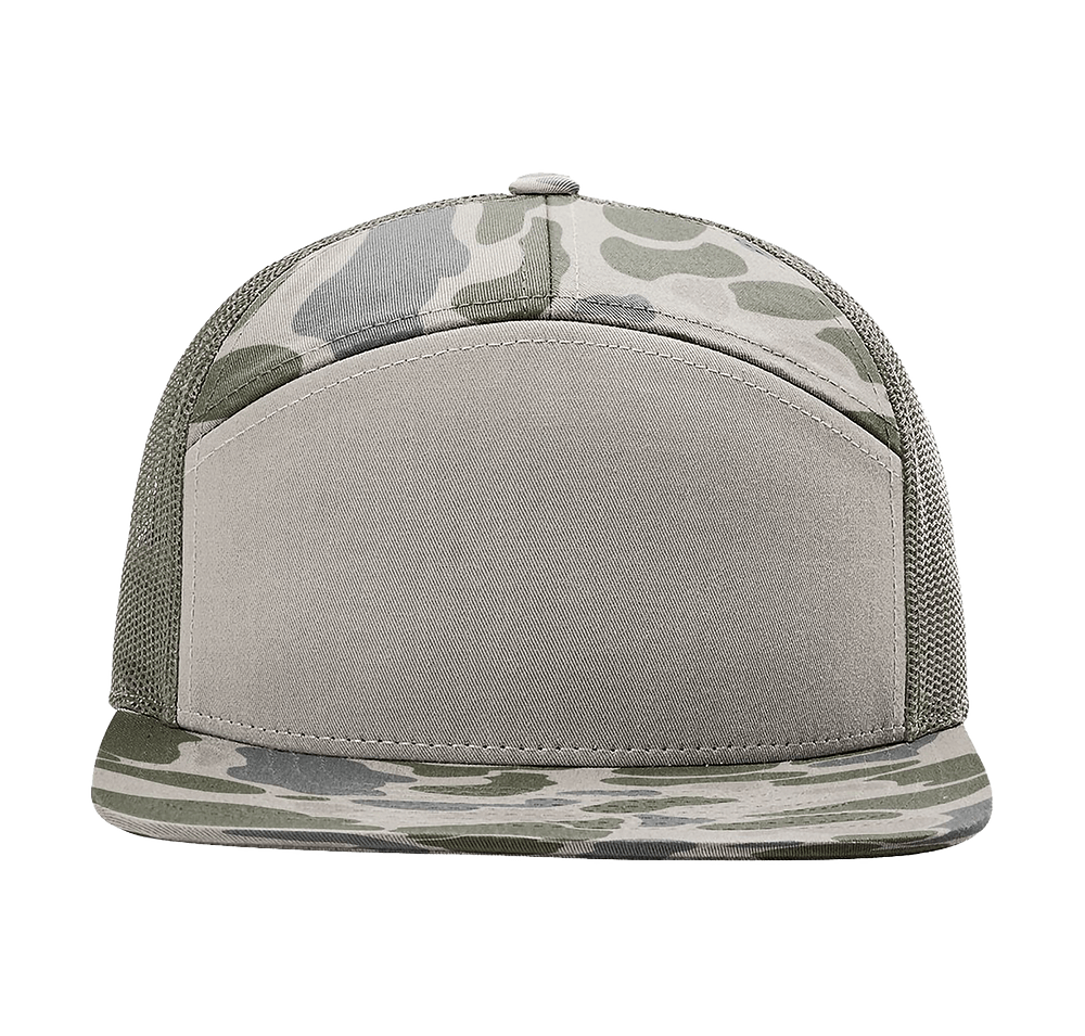 Richardson Camo 7-Panel Snapback Trucker Hat-default
