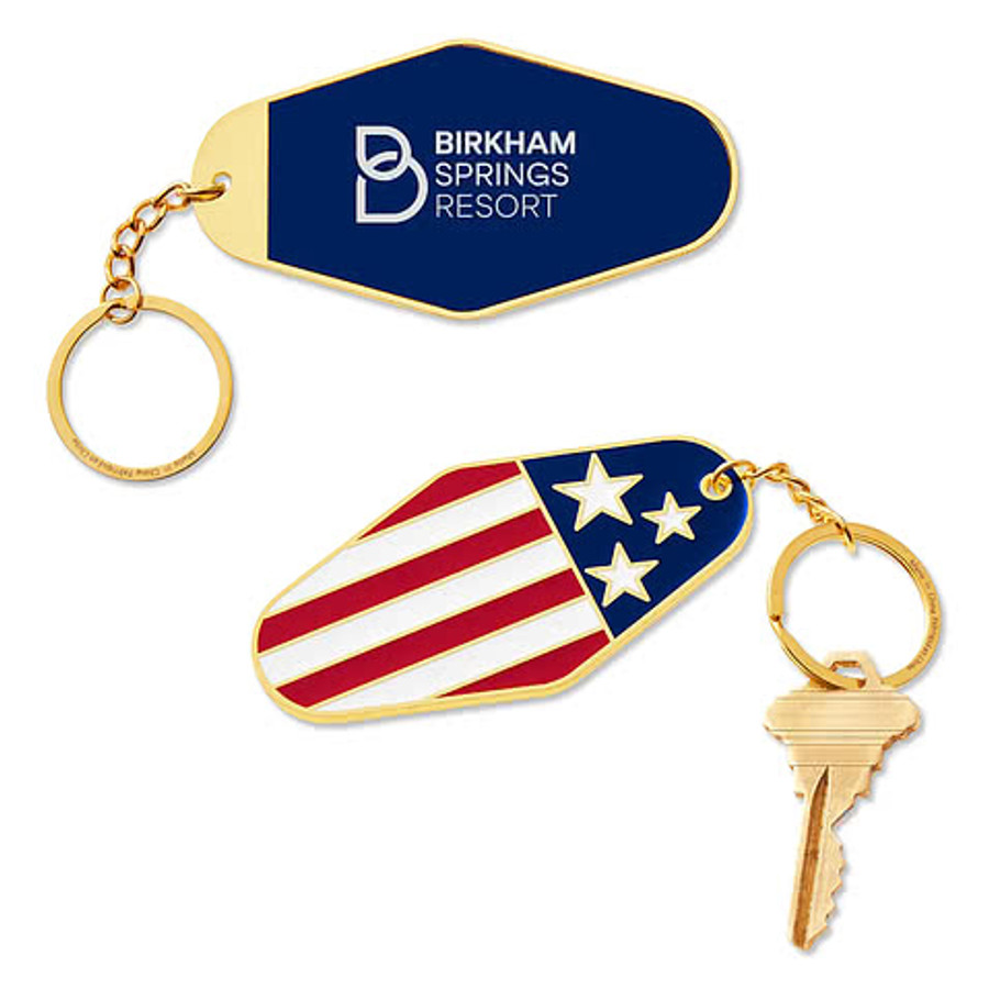 Laser Engraved USA Patriotic Metal Keychain in Patriotic