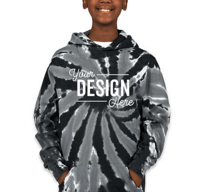 Port & Company Youth Tie-Dye Pullover Hoodie - Black