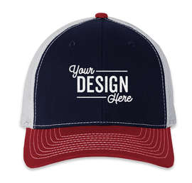 Richardson Snapback Trucker Hat - Color: Navy / White / Red