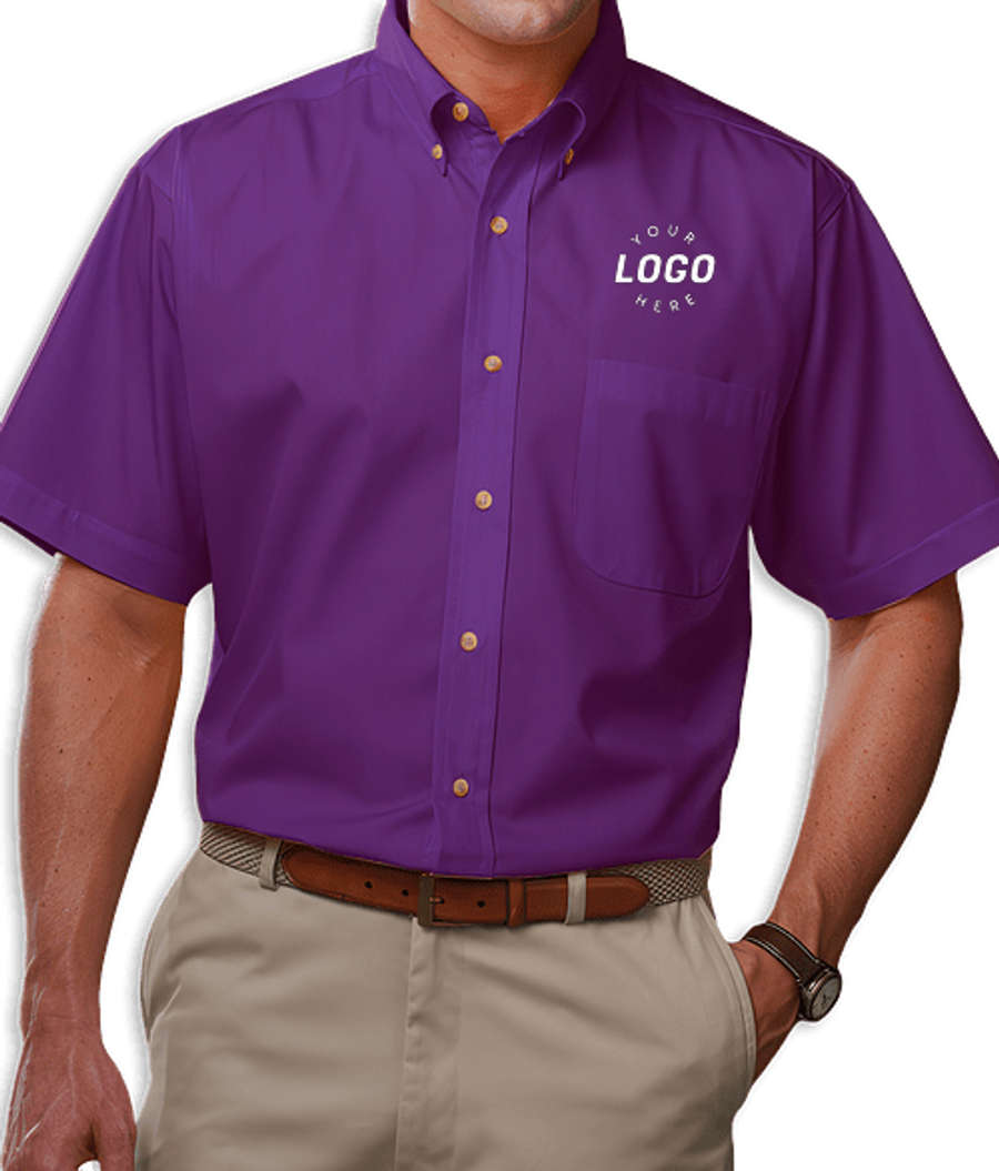 Blue Generation Scotchgard Short Sleeve Dress Shirt - Printed in Purple