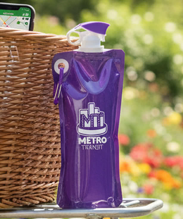 27 oz. Flip Top Foldable Recycled Water Bottle with Carabiner