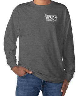 Hanes Authentic Long Sleeve T-shirt - Embroidered - Color: Charcoal Heather