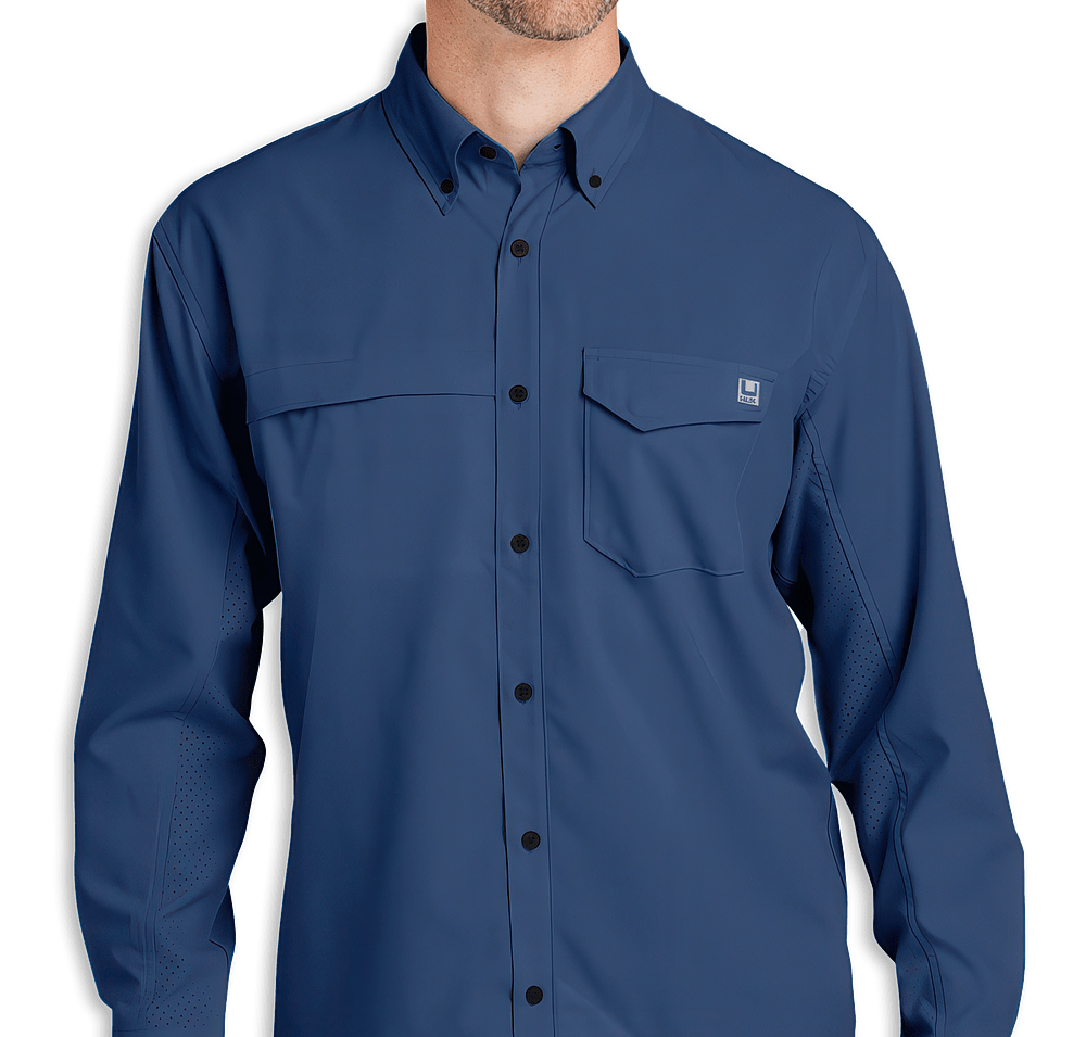 HUK Tide Point Textured Long Sleeve Work Shirt - Printed-default