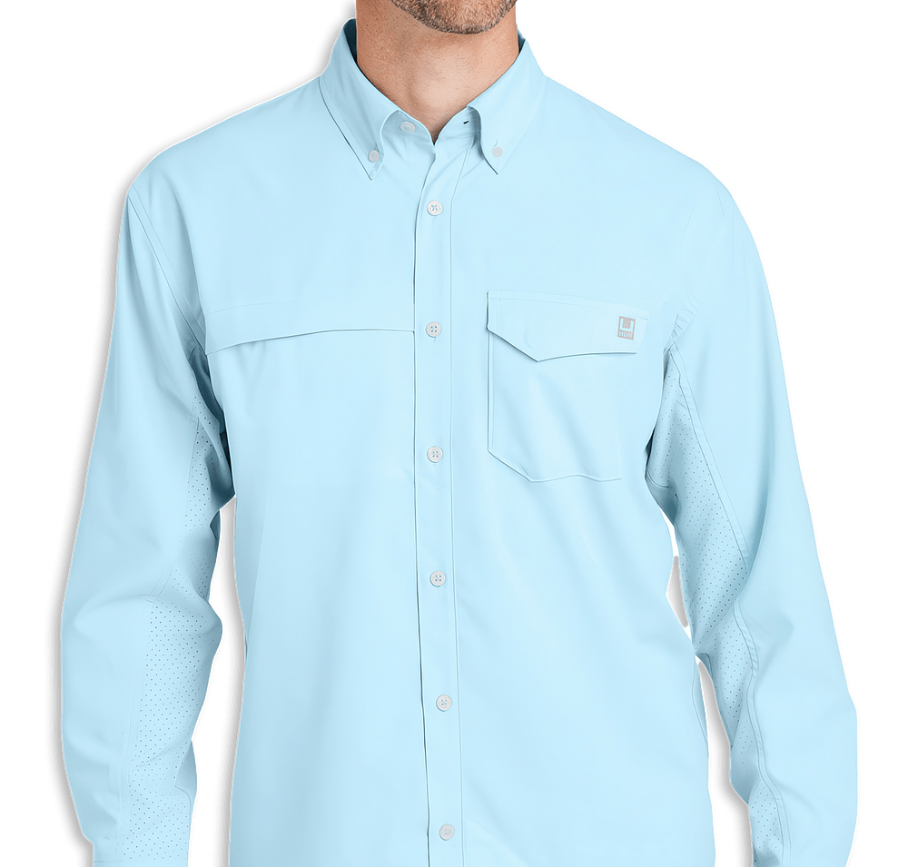 HUK Tide Point Textured Long Sleeve Work Shirt - Printed-default